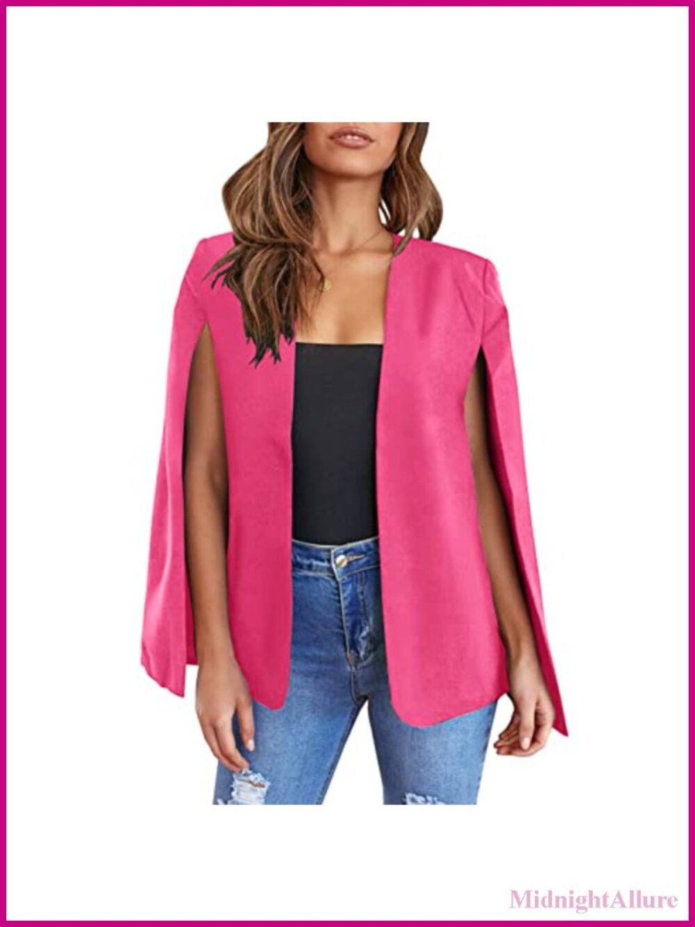 Cape Blazer Split Sleeve Open Front Workwear Formal Jacket